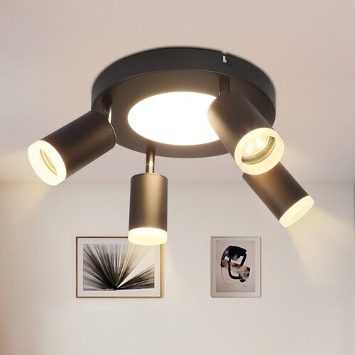 Nettlife Stropna svetilka 4 žarnice GU10 20W spalnica 3000k črna vrtljiva vrtljiva kovinska, (22116878) Cene