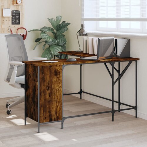 vidaXL Radni stol boja dimljenog hrasta 141x141x75cm konstruirano drvo Cijene