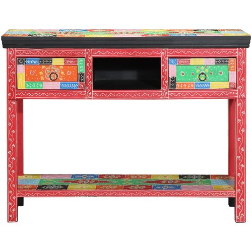 vidaXL konzolni stolovi crveni, višebojni čvrsto drvo srednji Cene