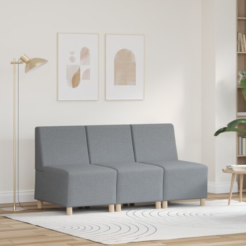VidaXL Sofa Stolica Svijetlo Siva 55 cm Tkanina 3 pcs Svjetlosiva Slike
