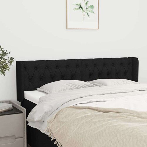  Vzglavje z u&amp;scaron;esi črno 147x16x78/88 cm blago, (20932174) Slike