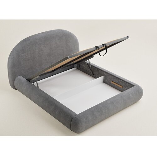 Maison de R&amp;ecirc;ve Sivi tapecirani bračni krevet s prostorom za odlaganje s podnicom 180x200 cm Maumere &amp;ndash; Slike