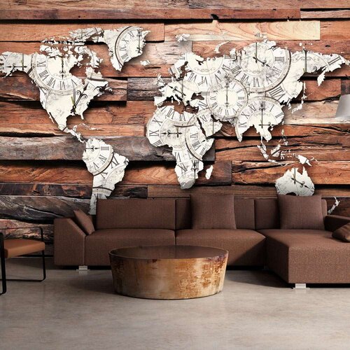  Samoljepljiva foto tapeta - Map On Wood 147x105 Slike