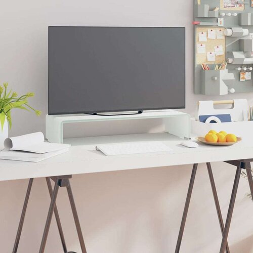 vidaXL Stalak za TV/Monitor Staklo Bijeli 60x25x11 cm Cijene