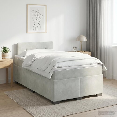 Boxspring krevet s madracem Svjetlosiva 120 x 190 cm Baršun Cene