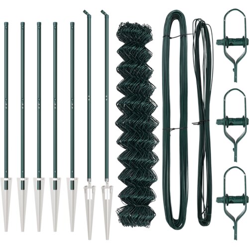 vidaXL Ograda od lančane veze s 7 šiljaka 1.4x10 m pocinčani čelik Cijene