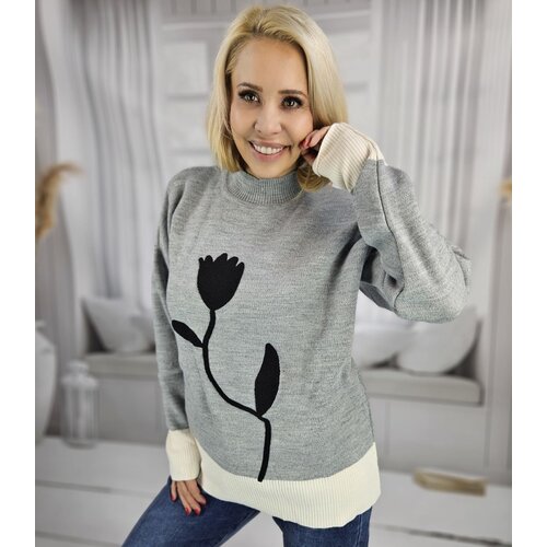 Pri Women&amp;#039;s sweater half turtleneck warm flower print autumn winter ROSELYN Slike