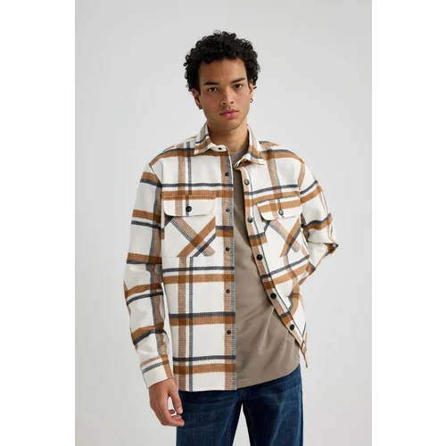 Defacto Relax Fit Checked Cotton Long Sleeve Shirt