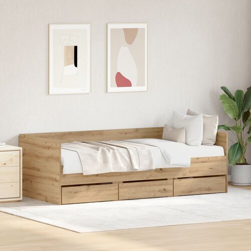 VidaXL Krevet s ležajem Umjetni hrast Konstruirano drvo 90 x 190 cm Slike