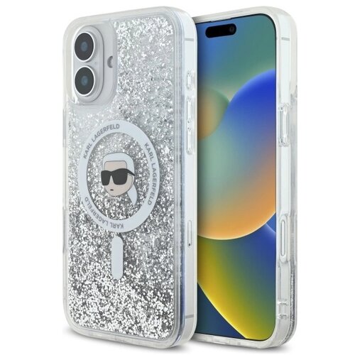Karl Lagerfeld OVITEK Z TEKOČIMI BLEŠČICAMI KARL HEAD OVITEK ZA MAGSAFE ZA IPHONE 16 PLUS, (21896792) Cene