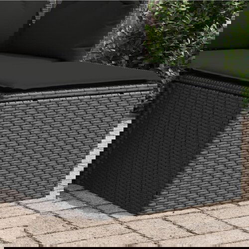 VidaXL Vrtni stolček z blazino črn 55x55x37 cm poli ratan Slike