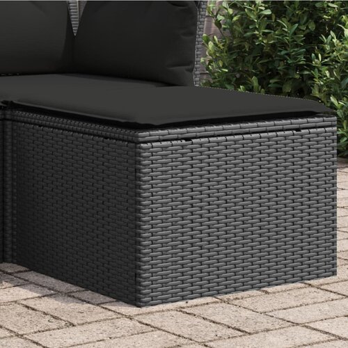 vidaXL Vrtni tabure s jastukom crni 55 x 55 x 37 cm od poliratana Cijene