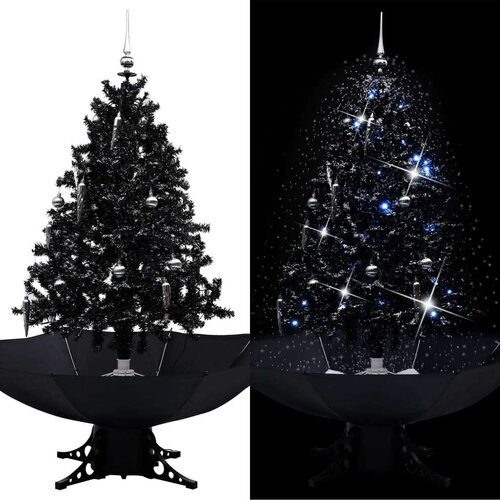 VidaXL Božićno drvce koje sniježi sa stalkom crno 140 cm PVC Slike