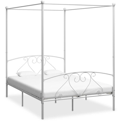  Okvir za krevet s nadstre&amp;scaron;nicom bijeli metalni 160 x 200 cm Slike