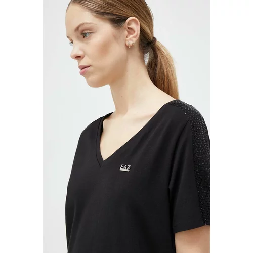 Ea7 Emporio Armani Kratka majica ženski, črna barva