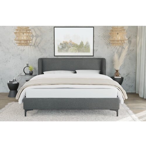 Ropez Tamno sivi tapecirani bračni krevet s podnicom 140x200 cm Basti &amp;ndash; Slike