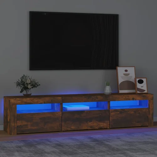 vidaXL TV ormarić s LED svjetlima boja dimljenog hrasta 180x35x40 cm