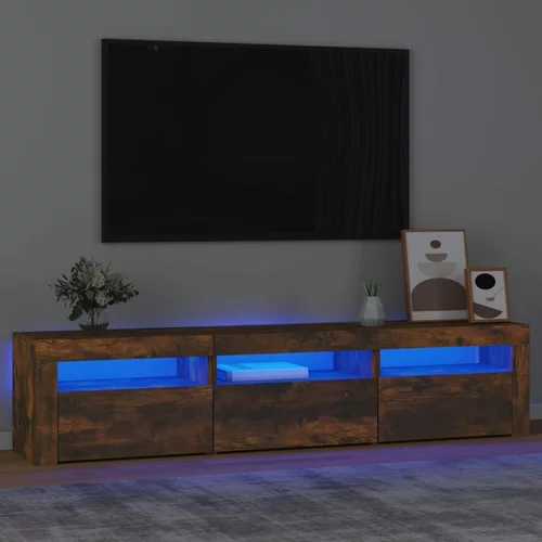 vidaXL TV ormarić s LED svjetlima boja dimljenog hrasta 180x35x40 cm