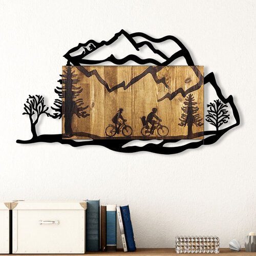 Wallity Zidna dekoracija Bicycle Riding in Nature 2, 92x3x51 cm, Smeđe boje Cene
