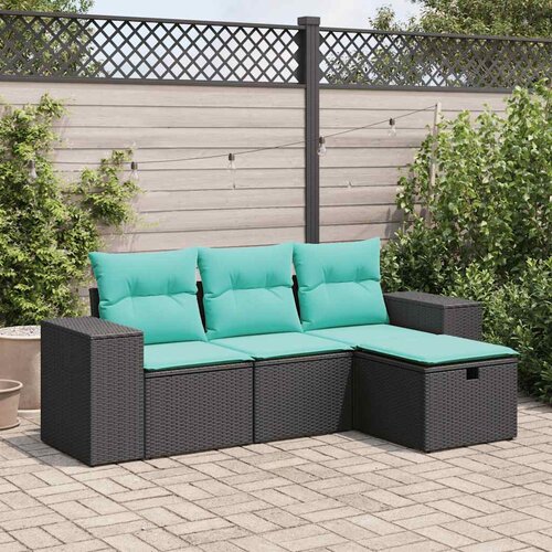 vidaXL 4-dijelni set vrtnih sofa od poliratana s jastucima crni Cijene