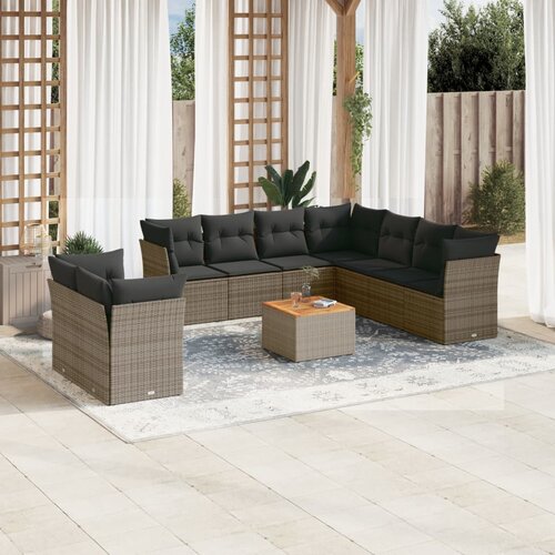 vidaXL 11-dijelni set vrtnih sofa od poliratana s jastucima sivi Cijene