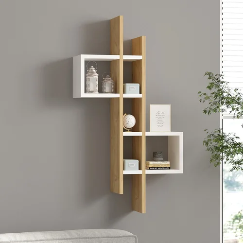 HANAH HOME Emse - Sapphire Oak, White polica, (20864796)