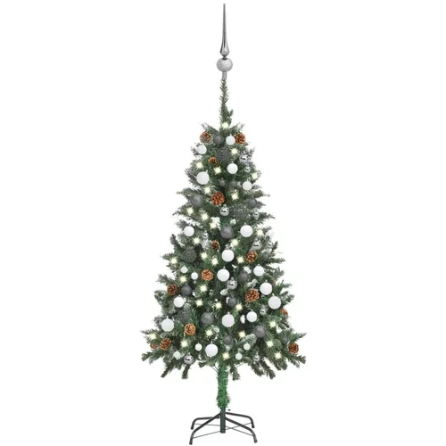 vidaXL umjetno božićno drvce LED s kuglicama i šiškama 150 cm