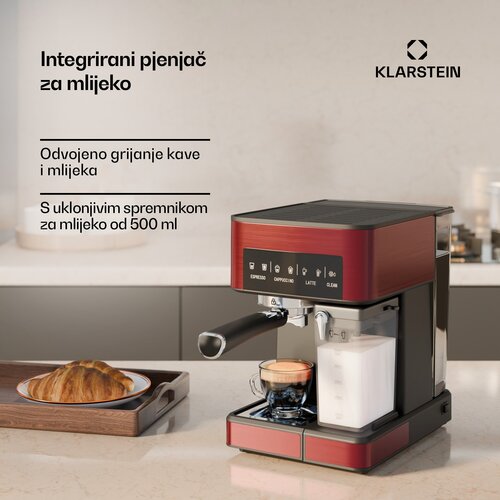 Klarstein aparat za kavu 1,8 l s pjenilicom za mlijeko, aparat za kavu s polugom 20 bara, mali aparat za mljevenu kavu snage 1350 w, aparat za kavu barista za ice cafe cappuccino latte espresso Cijene