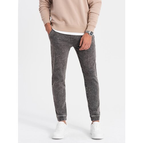 Ombre Men&amp;#039;s marbled denim JOGGERS pants - gray Slike