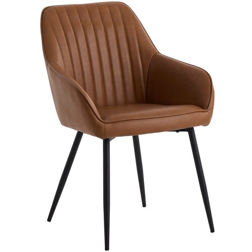 Unique Furniture Smeđe blagovaonske stolice u setu s naslonima za ruke 2 kom od umjetne kože Nolan Stripe – Cijene