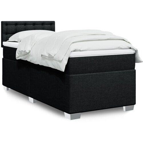 vidaXL Box spring postelja z vzmetnico črn 90x190 cm blago Cene