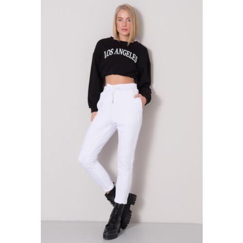 Fashion Hunters White BSL sweatpants with drawstring Cene
