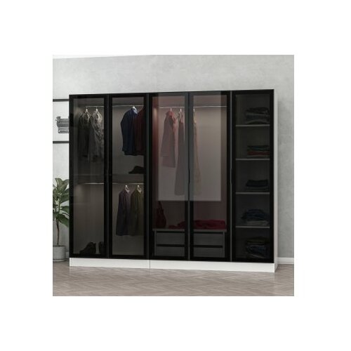 Hanah home Ormar Kale 225x190x52cm Bijelo-crni Slike