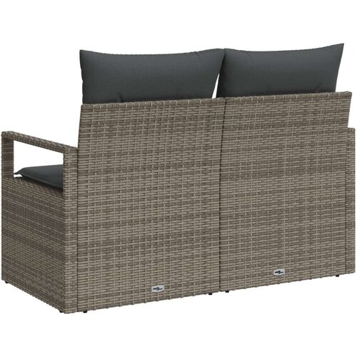 VidaXL Sofa za vrt s jastucima za 2 osobe Siva Poliratan Slike