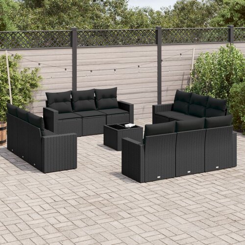  13-dijelni set vrtnih sofa s jastucima poliratan crni Cene