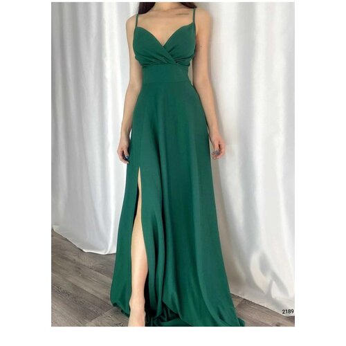 Dewberry 74886 Rope Strap Slit Evening & Graduation Dress-GREEN Cene