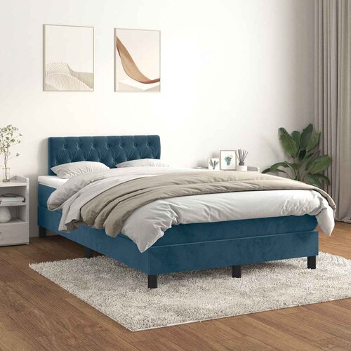 Box spring krevet s madracem tamnoplavi 120 x 200 cm bar&amp;scaron;unasti Slike