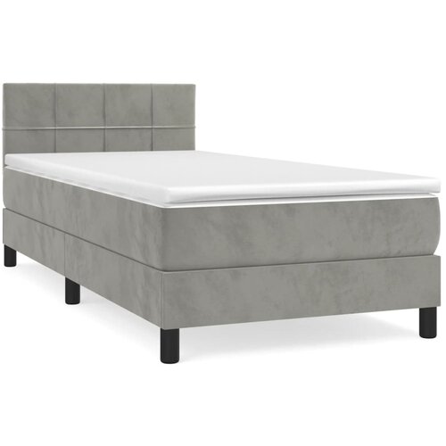 Maison Chic Box spring postelja - Vzmetna postelja z vzmetnico svetlo siv 90x190 cm žamet SL19585, (21893415) Slike