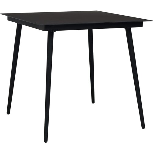 vidaXL Vrtna jedilna miza črna 80x80x74 cm jeklo in steklo, (20665593) Cene