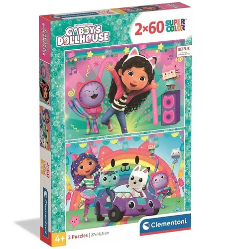 Clementoni Gabbyjeva kućica za lutke: Super Color Puzzle 2x60 komada - Cene