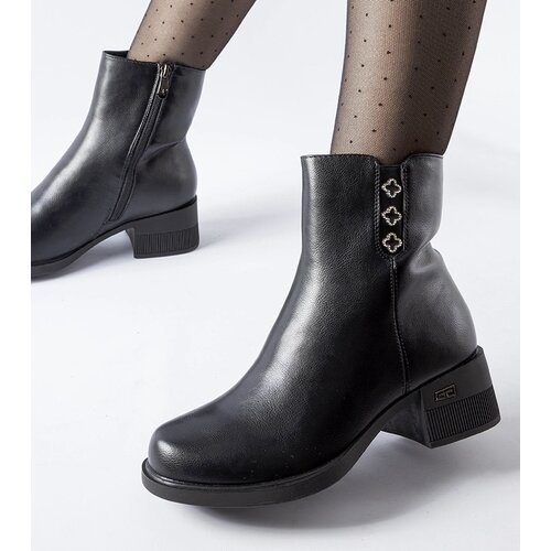 Gemre Black insulated ankle boots with rhinestones Insignia Slike