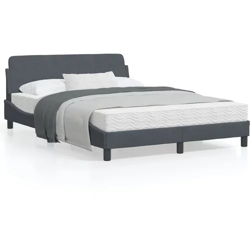 vidaXL Okvir za krevet s uzglavljem tamnosivi 140x190 cm baršunasti