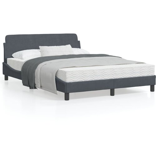 VidaXL Posteljni okvir z vzglavjem temno siv 140x190 cm žamet Slike