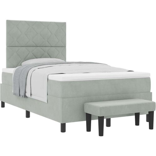Box Spring Krevet s Madracem i Klupom Svjetlosiva 120x200 cm Velvet Cijene