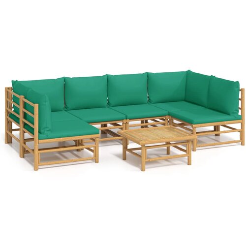 Maison Chic Seti vrtnega pohi&amp;scaron;tva - Vrtna garnitura - Vrtni pohi&amp;scaron;tvo set 7-delna z zelenimi blazinami bambus, (21803463) Slike