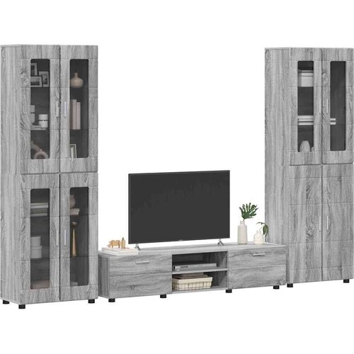  Set TV komoda s ladicama Siva Sonoma Konstruirano drvo Slike