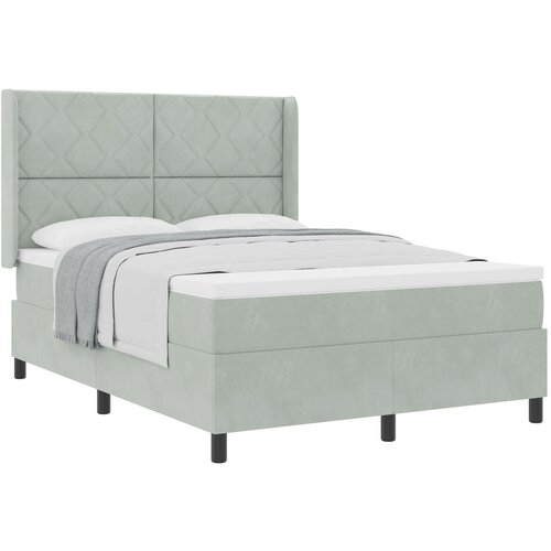 VidaXL Box Spring Krevet s Madracem Svjetlosiva 140x200 cm Bar&amp;scaron;un Slike