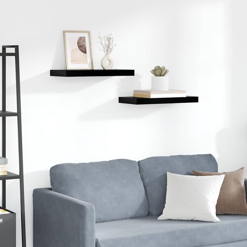  Plutajuće zidne police 2 kom sjajne crne 50 x 23 x 3,8 cm MDF Cijene