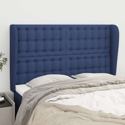 Vzglavje z u&amp;scaron;esi modro 147x23x118/128 cm blago, (20933862) Slike