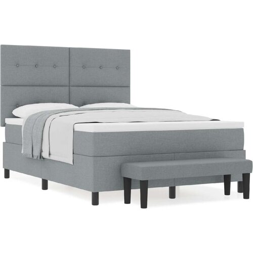 Krevet s madracem Set od 2 Siva Tkanina 140 x 190 cm Madrac Slike